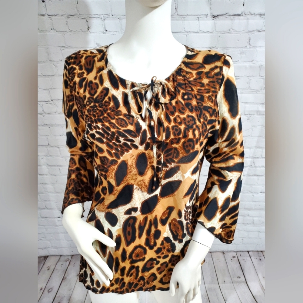 Apostrophe Leopard Blouse Size L